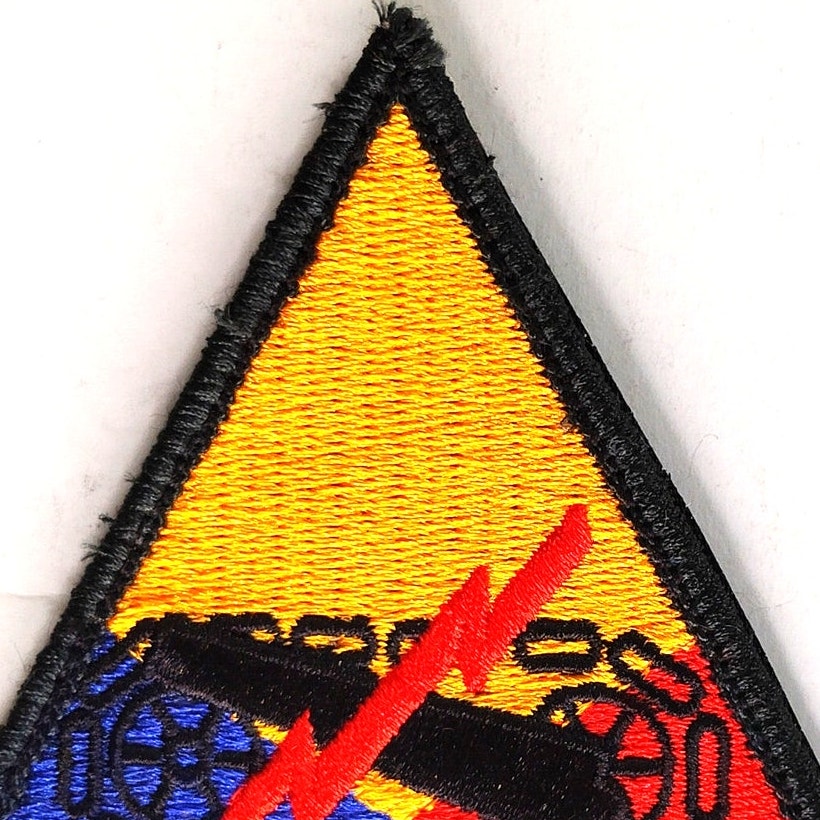 US Army Armored Forces Embroidered Patch WWII Triangle 3‑3/4" × 4" Hook Back