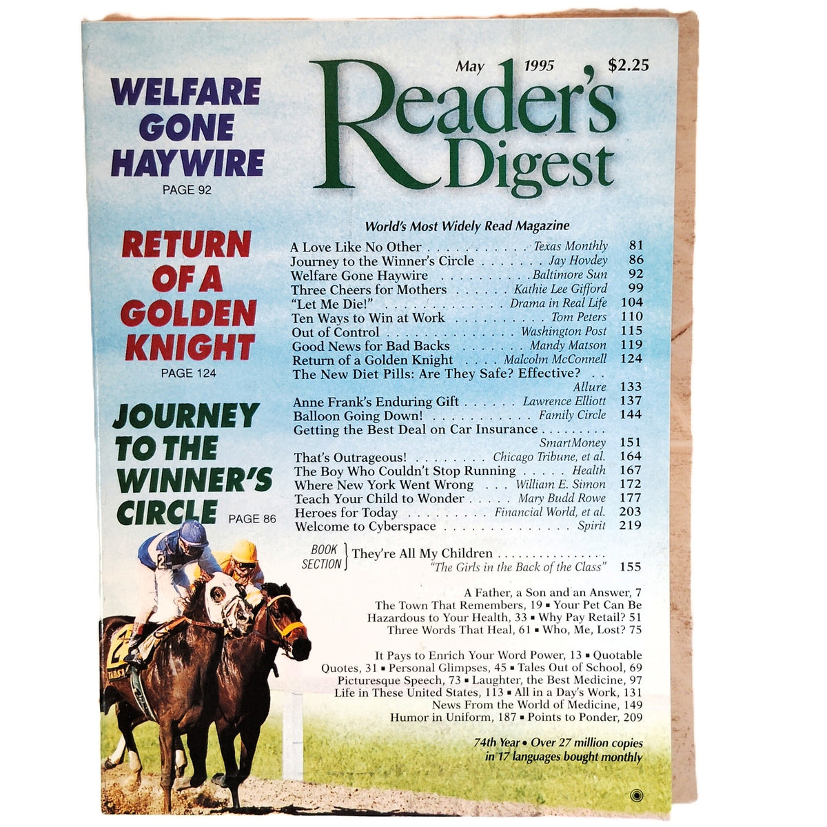 Reader's Digest May 1995 Magazine Welfare Gone Haywire Vintage Back Issue
