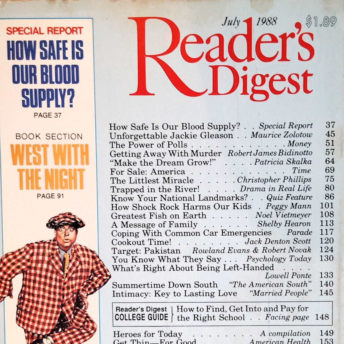 Reader's Digest Magazine July 1988 Jackie Gleason West with the Night Vintage