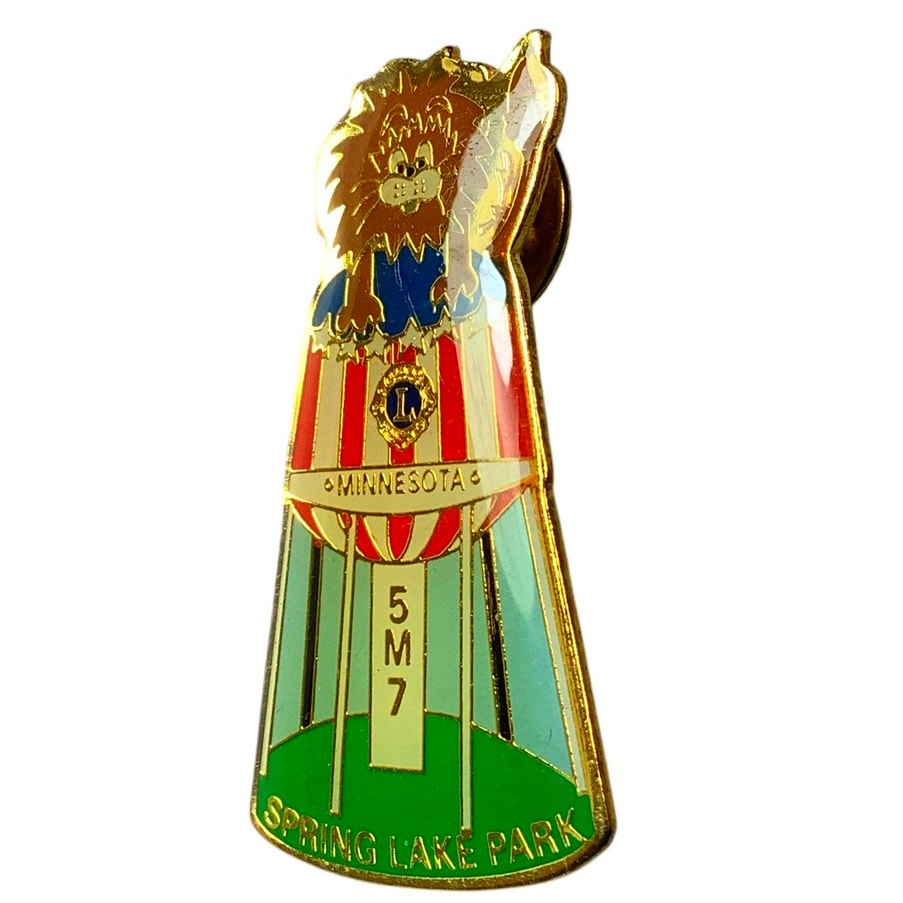 Vintage Lions Club Int. Water Tower Pin, District 5M7 Spring Lake Minnesota