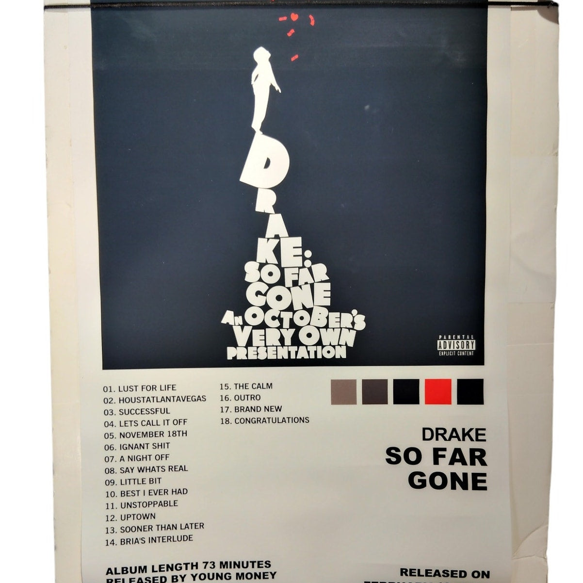 Drake So Far Gone Album Cover Canvas Print Poster, Hip Hop Music Wall Art Print, 12x16" Unframed