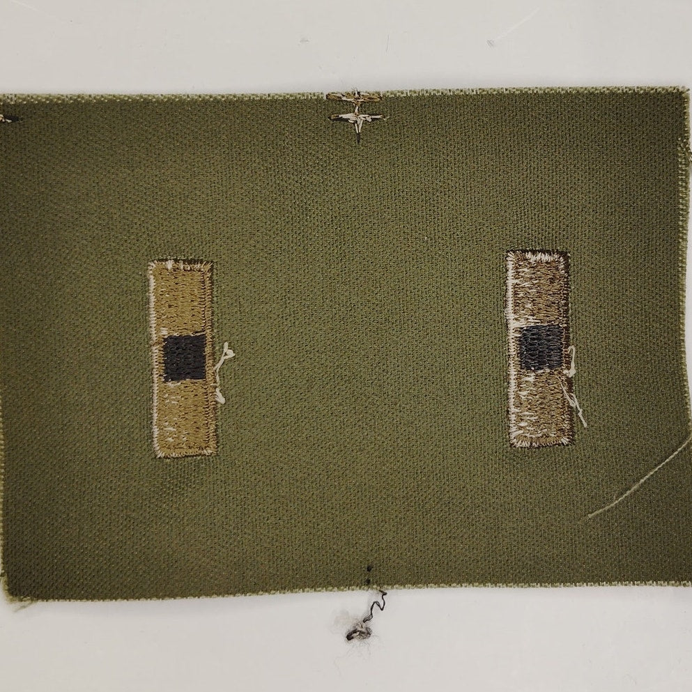 US Army WO1 Warrant Officer 1 Subdued OD Green Collar Device Patch Pair