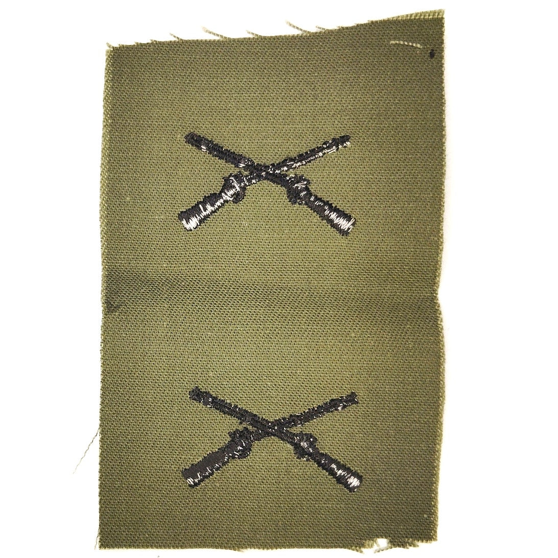 US Army Infantry Branch Patch Pair Subdued ODG 4‑1/8" × 2‑3/4" Sew‑On