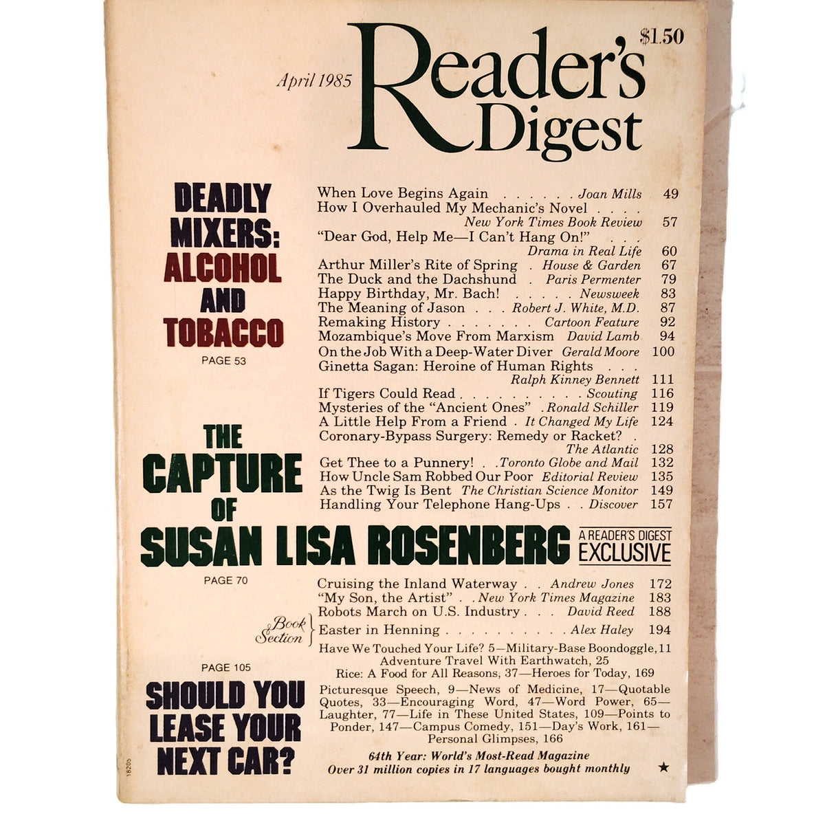 Reader's Digest April 1985 Vintage Magazine - 64th Year Collectible Issue