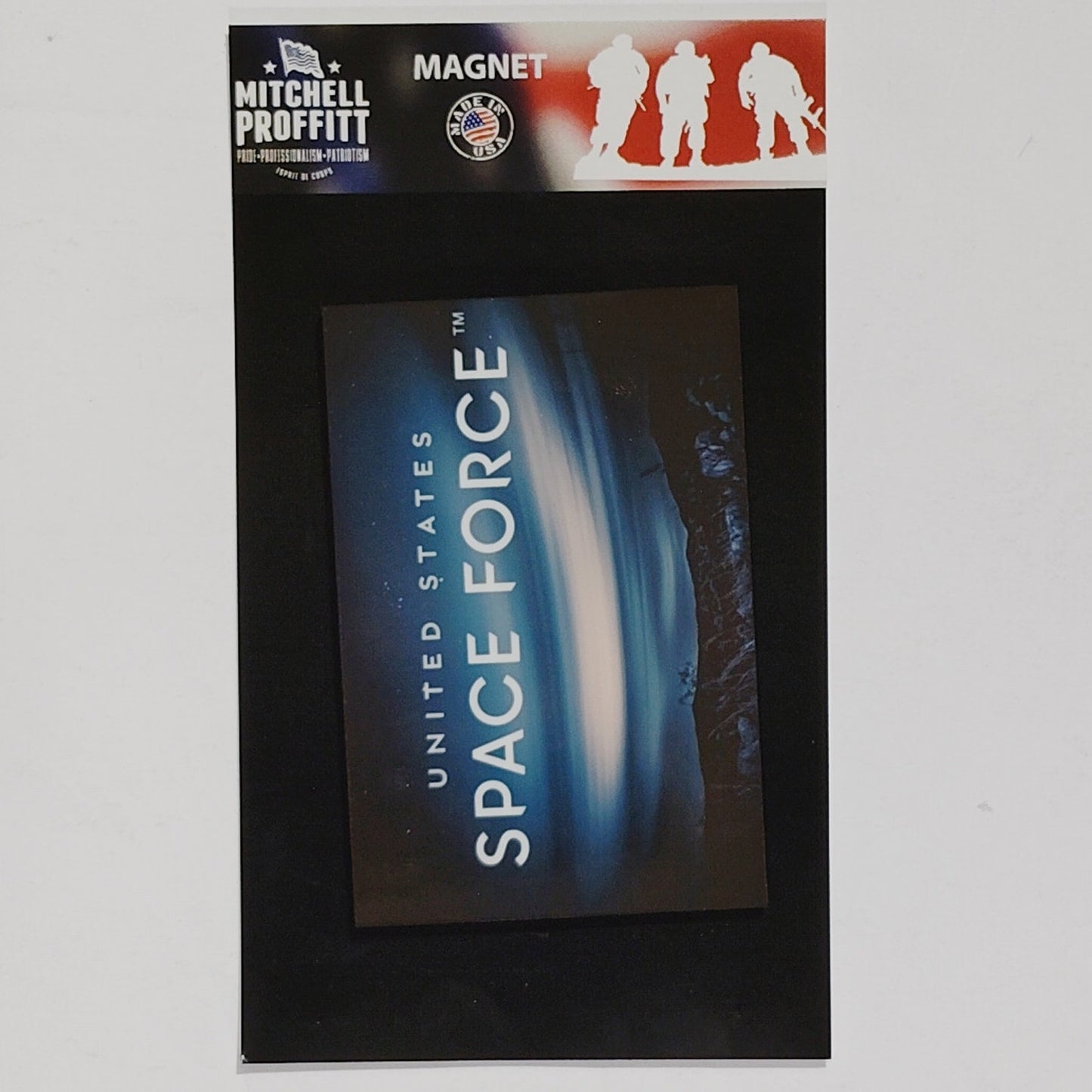 United States Space Force Magnet – 3" x 2" – Hard Plastic – Dark Blue Emblem
