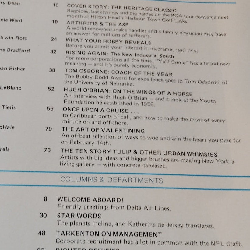 Delta SKY In-Flight Magazine Feb 1979 - Heritage Golf, Tom Osborne, O.J. Simpson