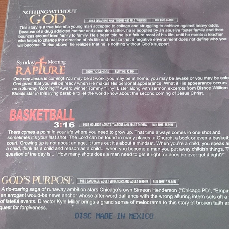 4 Movies - Nothing w/o God Sunday Morning Rapture Basketball 3:16 God's Purpose