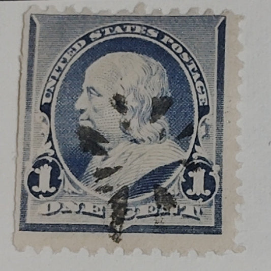 1890s U.S. Postage Stamp – 1¢ Benjamin Franklin – Blue/Ultramarine – Used