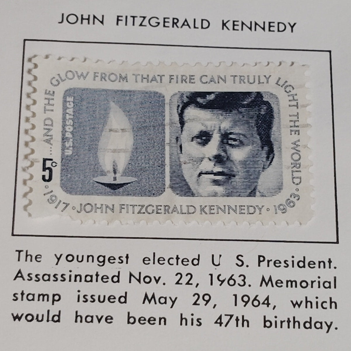 1964 Scott #1246 – 5¢ John F. Kennedy Memorial  “Glow from That Fire”  Canceled