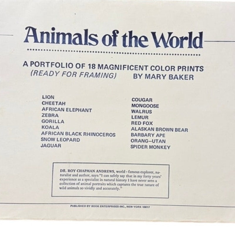 18 PC Vintage 1960's Wildlife Animal Prints Set, Wildlife Illustrator Mary Baker