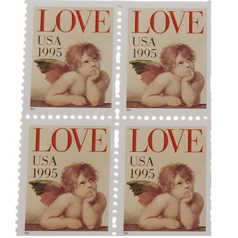 Block of 10 – 1995 USA 32¢ Love Cherub MNH – Scott 2948/2957