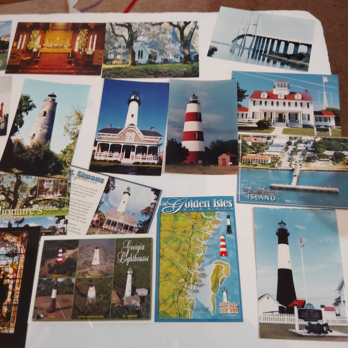 Vintage Georgia Postcard Ephemera Lot - 20 Lighthouses & Landmarks Collection