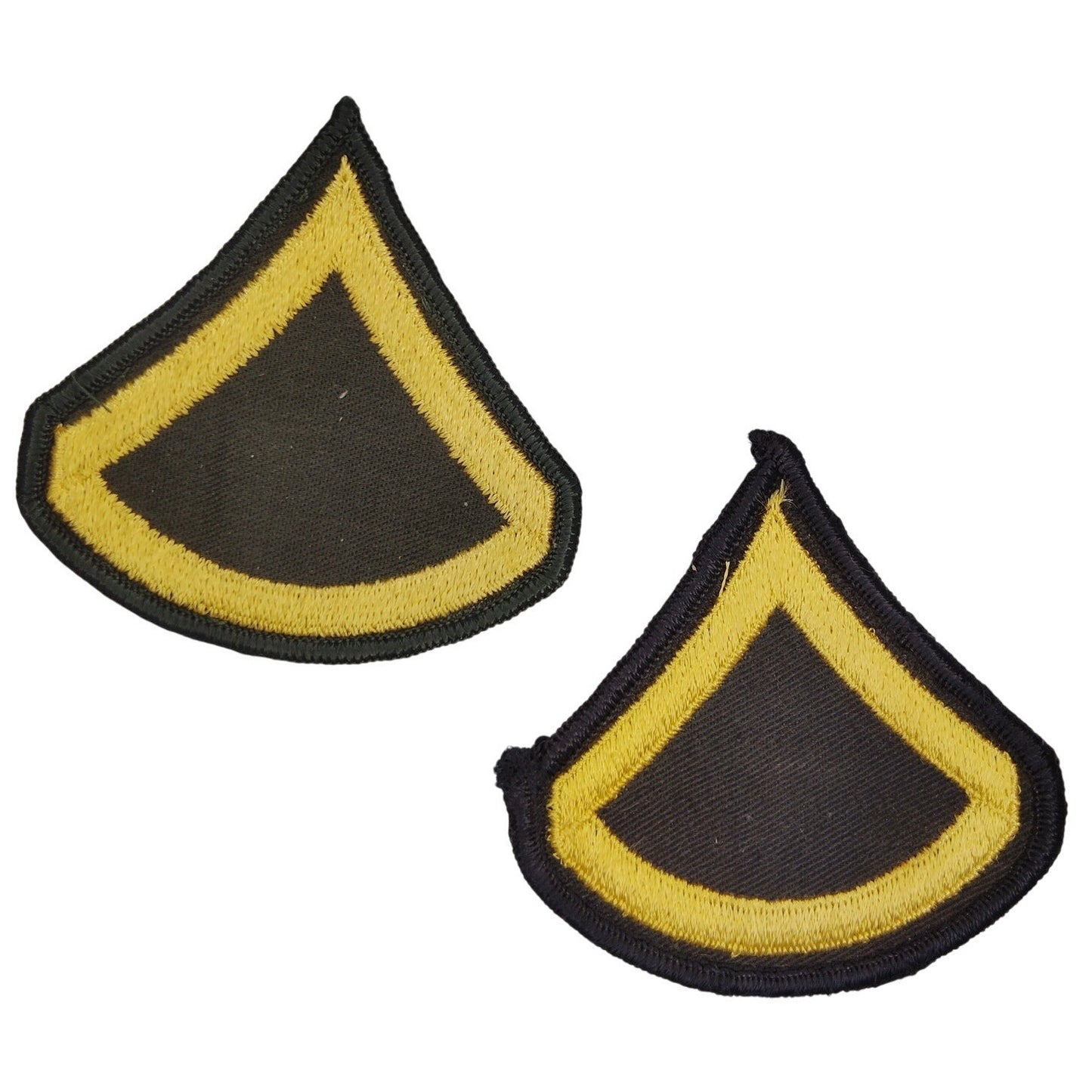 US Army PFC E‑3 Dress Chevrons Male 3‑1/8" × 3" w/ Hook Back