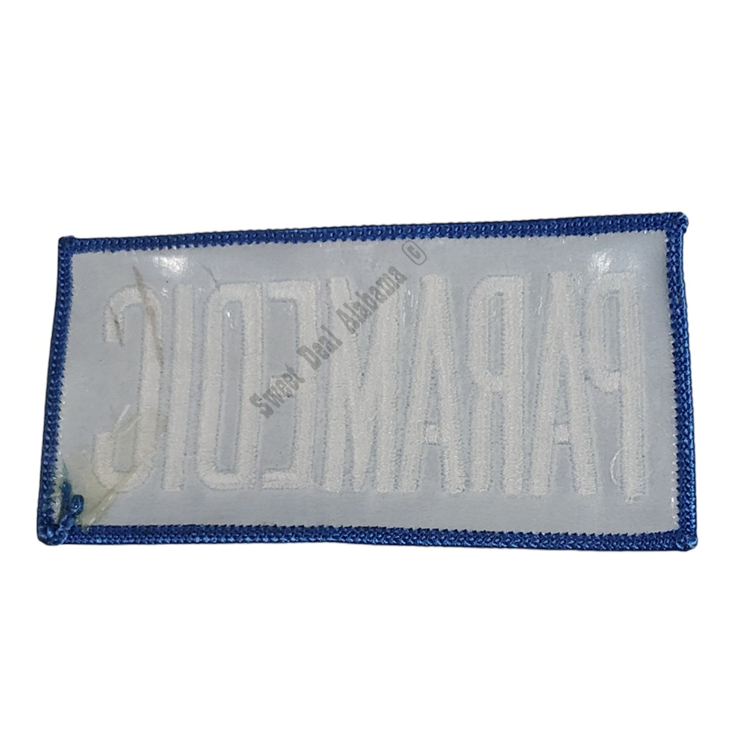 NOS, Paramedic, White on Blue, Iron or Sew-On Embroidered Patch, 4-1/4"W x 2"H
