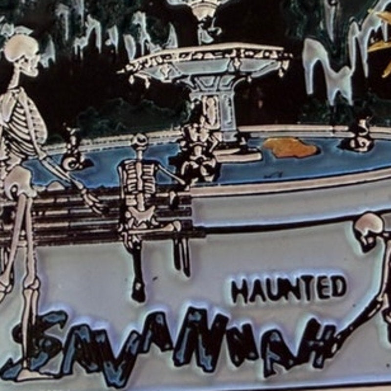 Haunted Savannah Georgia 3D PVC Magnet Forsyth Park Fountain Skeletons Spooky
