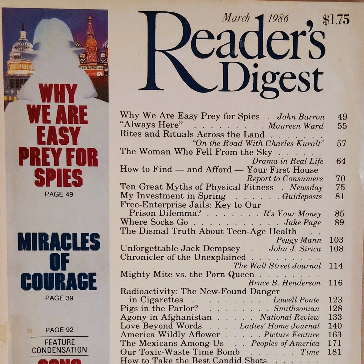 Reader's Digest March 1986 Magazine - Why We Are Easy Prey for Spies Vintage