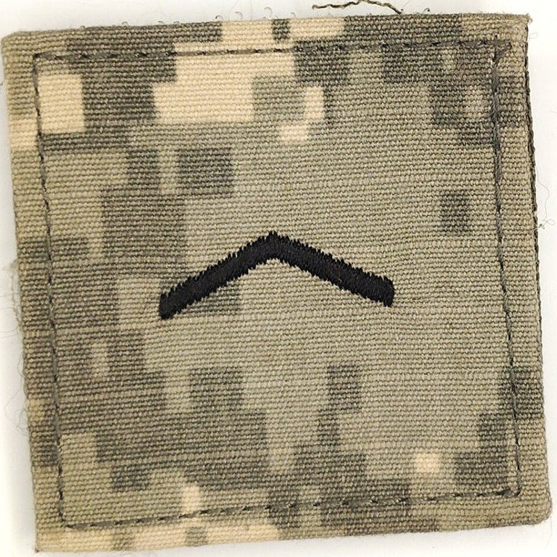 US Army Private PV2 E-2 ACU Digital Rank Insignia Patch Hook Backing 2x2