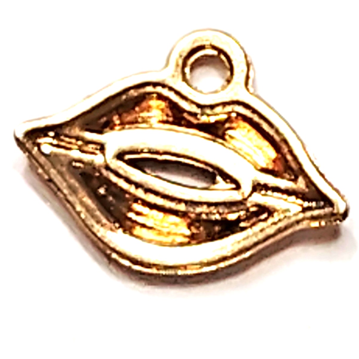 Red Lip Charm Enamel Gold‑Tone Border 5/8" Pendant Jewelry Making
