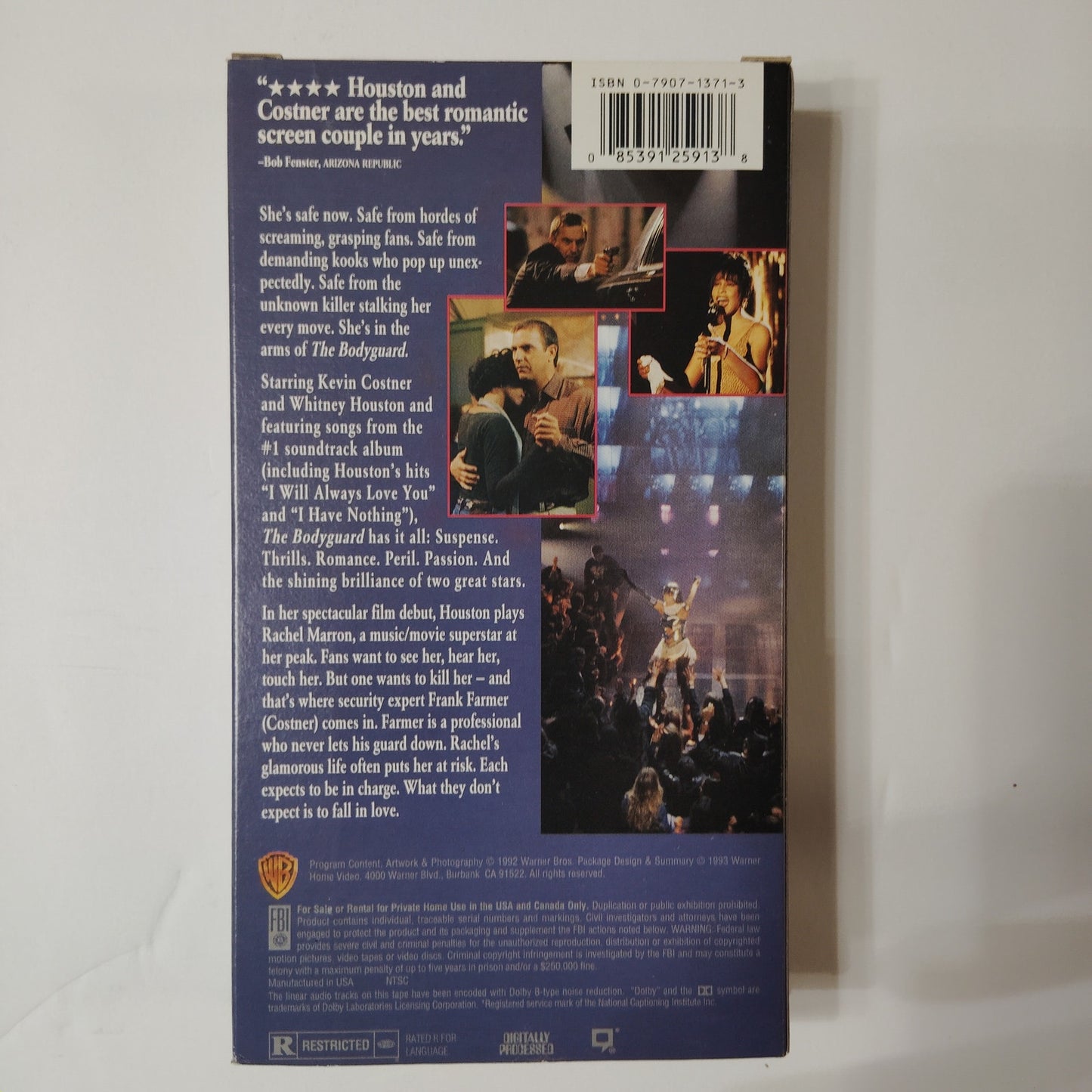 The Bodyguard VHS 1992 Kevin Costner Whitney Houston Romantic Thriller Warner