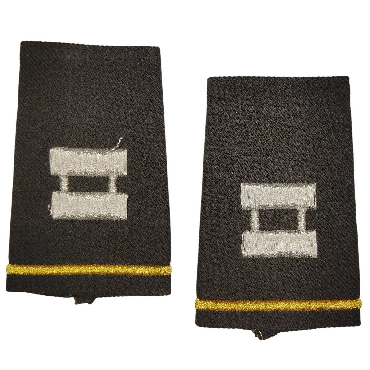 US Army Captain O‑3 Shoulder Marks Female 3‑1/4" × 2‑1/8" Black Pair