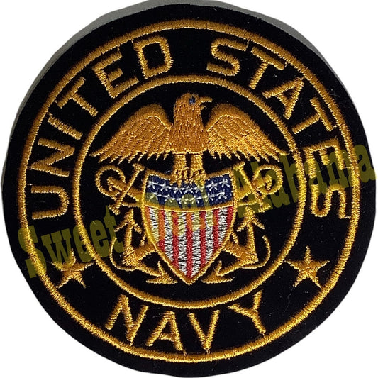Vintage U.S. Navy Embroidered Iron-on or Sew-On 4" Patch, RARE Right Facing