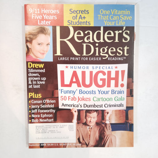 Reader's Digest September 2006 Drew Barrymore 9/11 Back Issue Magazine
