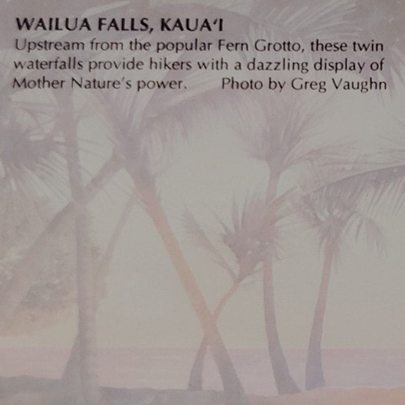 VTG Wailua Falls Kauai Hawaii Postcard Waimea Canyon on Back, 2004 NOS