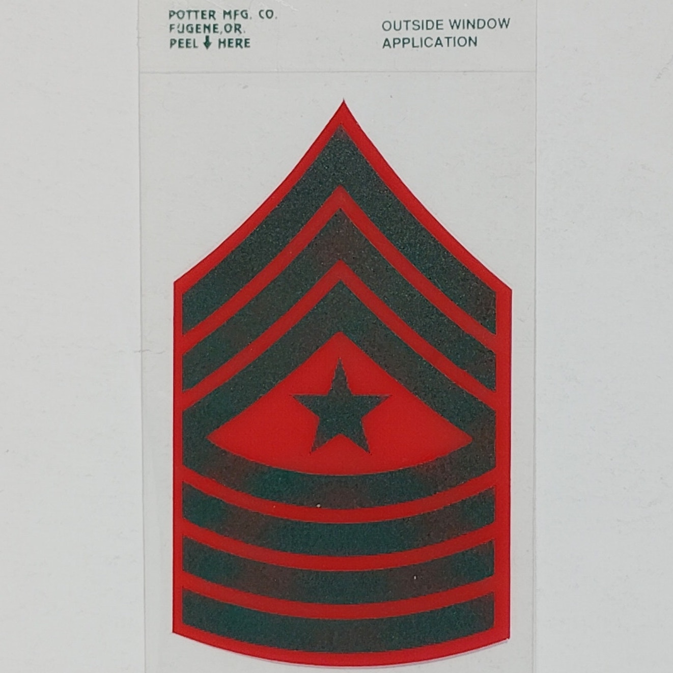 USMC Sergeant Major Rank Decal – 2.25" x 3.5"  Subdued Green & Red – Mylar Vinyl