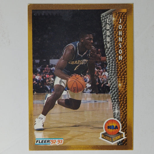 1992-93 Fleer Larry Johnson Card No. 247 – Award Winner – Hornets – VG/EX