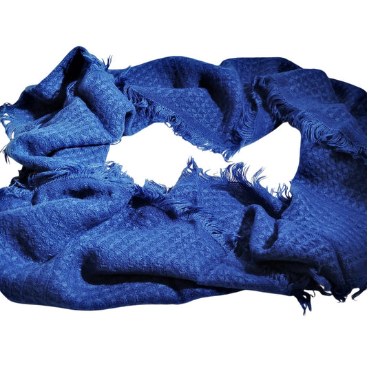 Lucky Leaf Infinity Scarf Dark Blue Waffle Pattern 100% Acrylic 32" × 15", NWT