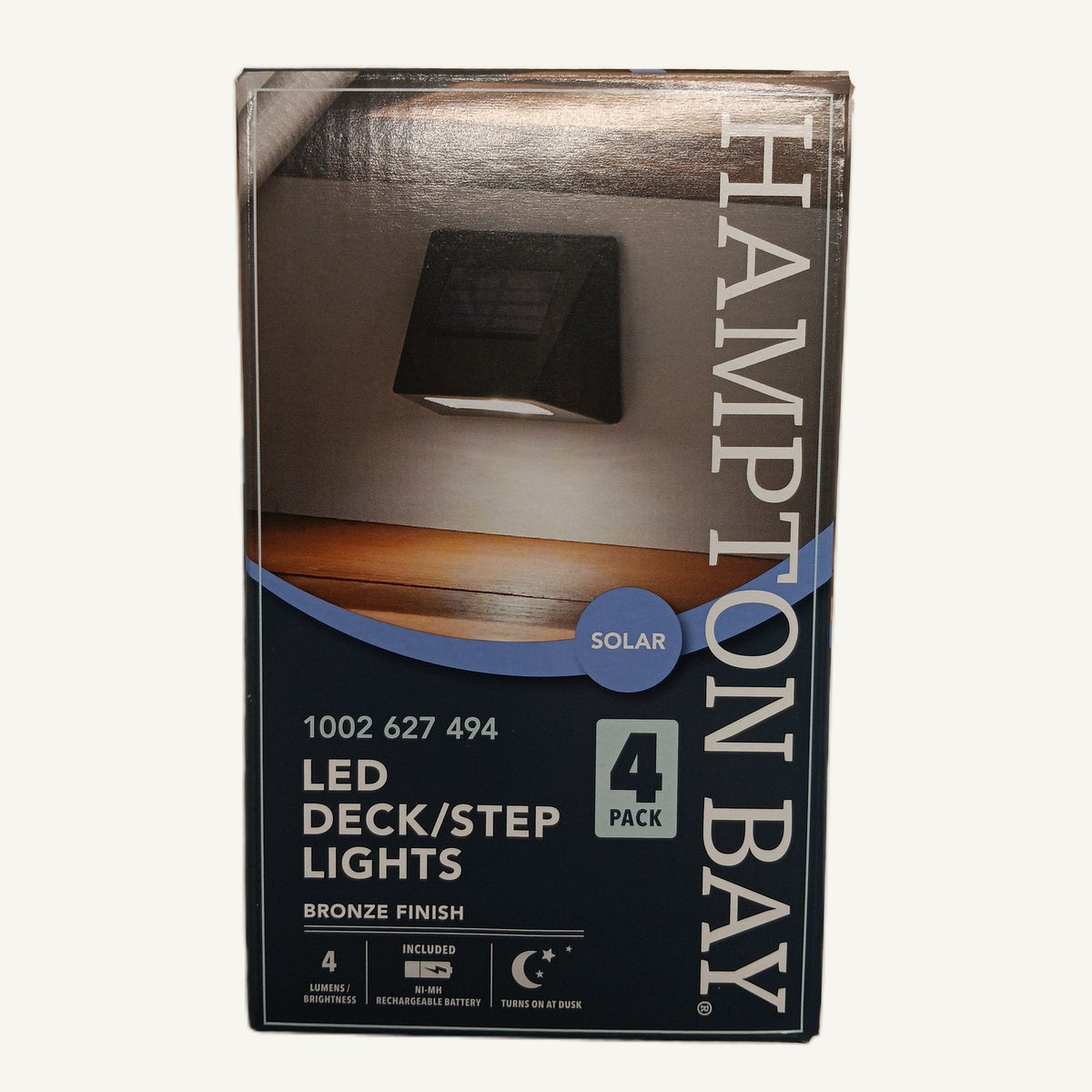 Hampton Bay Solar LED Deck & Step Lights Bronze Finish 4-Pack Model 43039
