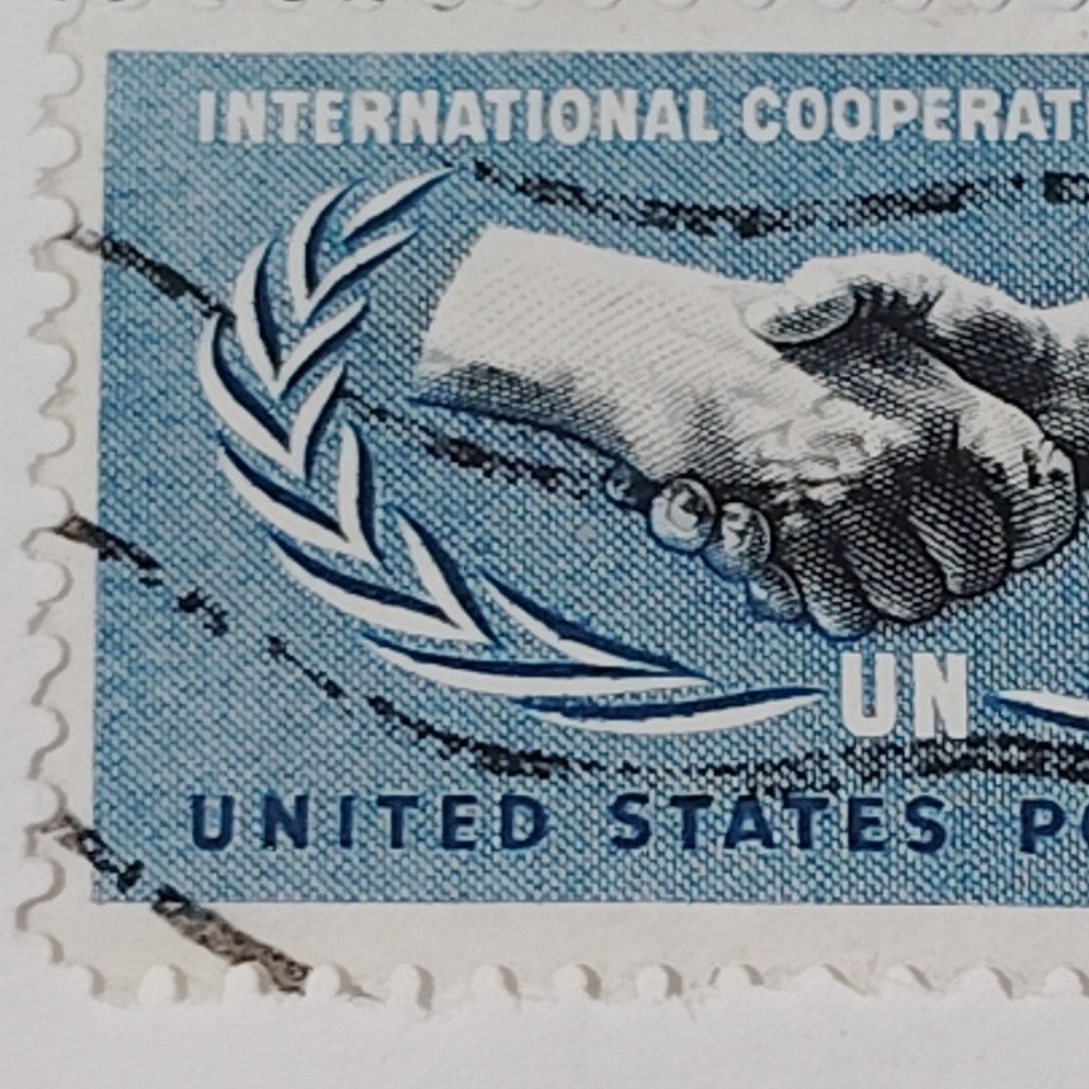 1965 Scott #1268 5¢ International Cooperation Year / UN Laurel Scroll – Canceled