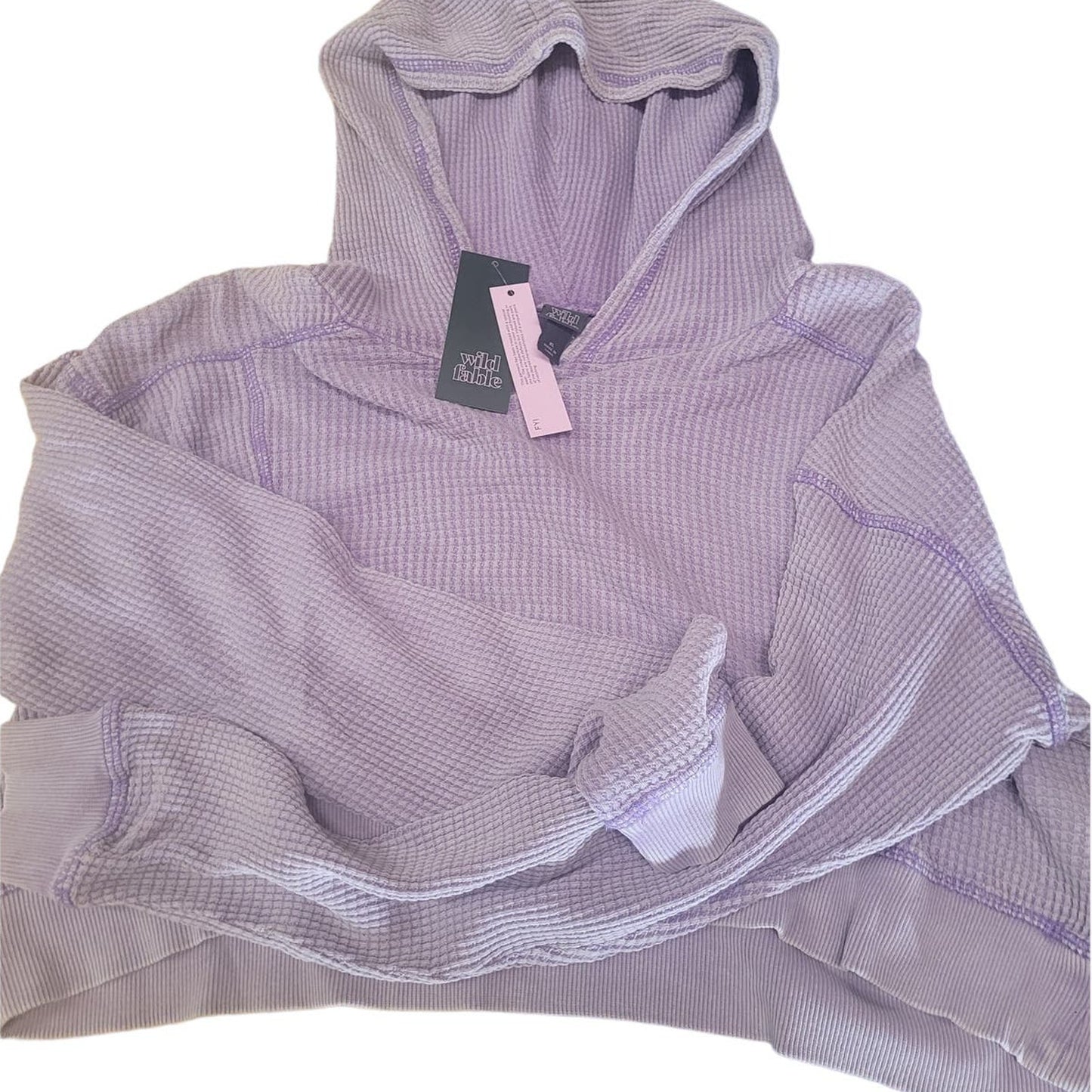 Wild Fable Waffle Knit Cropped Hoodie – Purple, Women’s Size Large