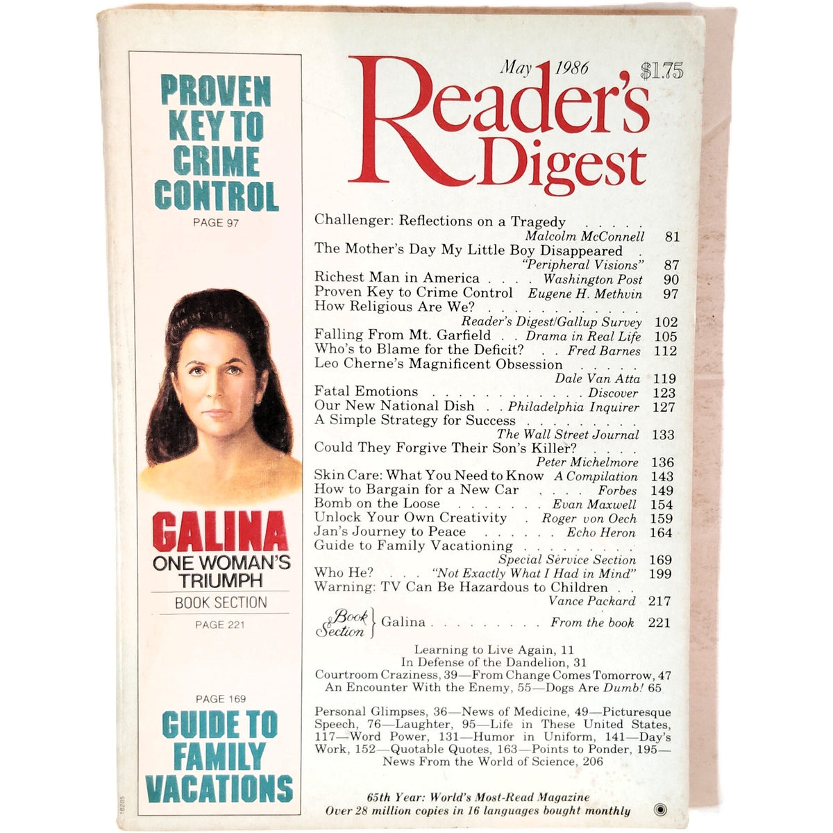 Reader's Digest May 1986 Vintage Magazine - Challenger Tragedy, Sam Walton