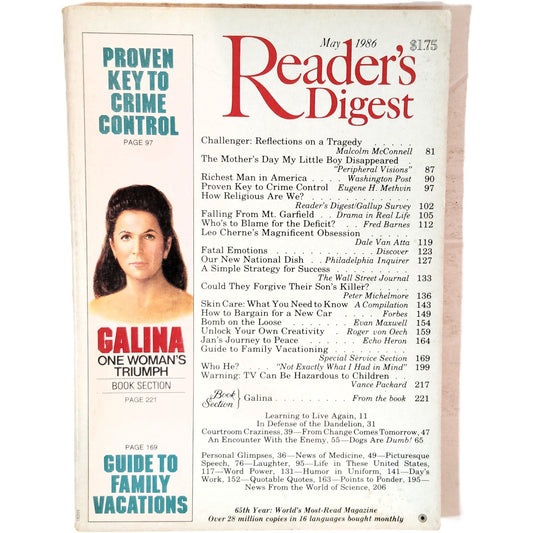 Reader's Digest May 1986 Vintage Magazine - Challenger Tragedy, Sam Walton