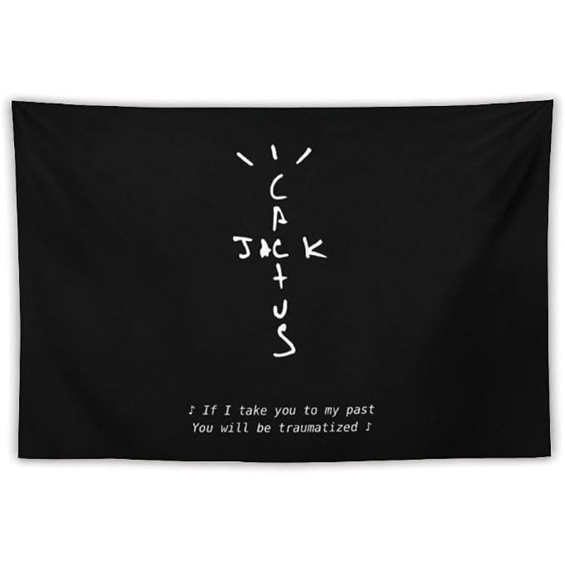 Cactus Jack Travis Wall Tapestry w/ Scott Logo & Lyric Print, 60x40 in