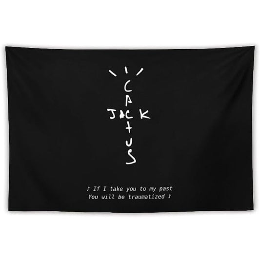 Cactus Jack Travis Wall Tapestry w/ Scott Logo & Lyric Print, 60x40 in
