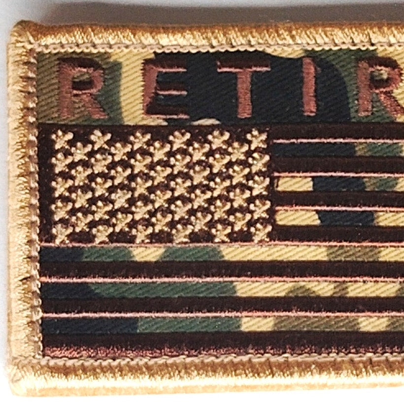 Retired Camo Desert Flag Patch 2" × 3" Hook with 3‑3/8" × 2" w/ Loop Panel Patch