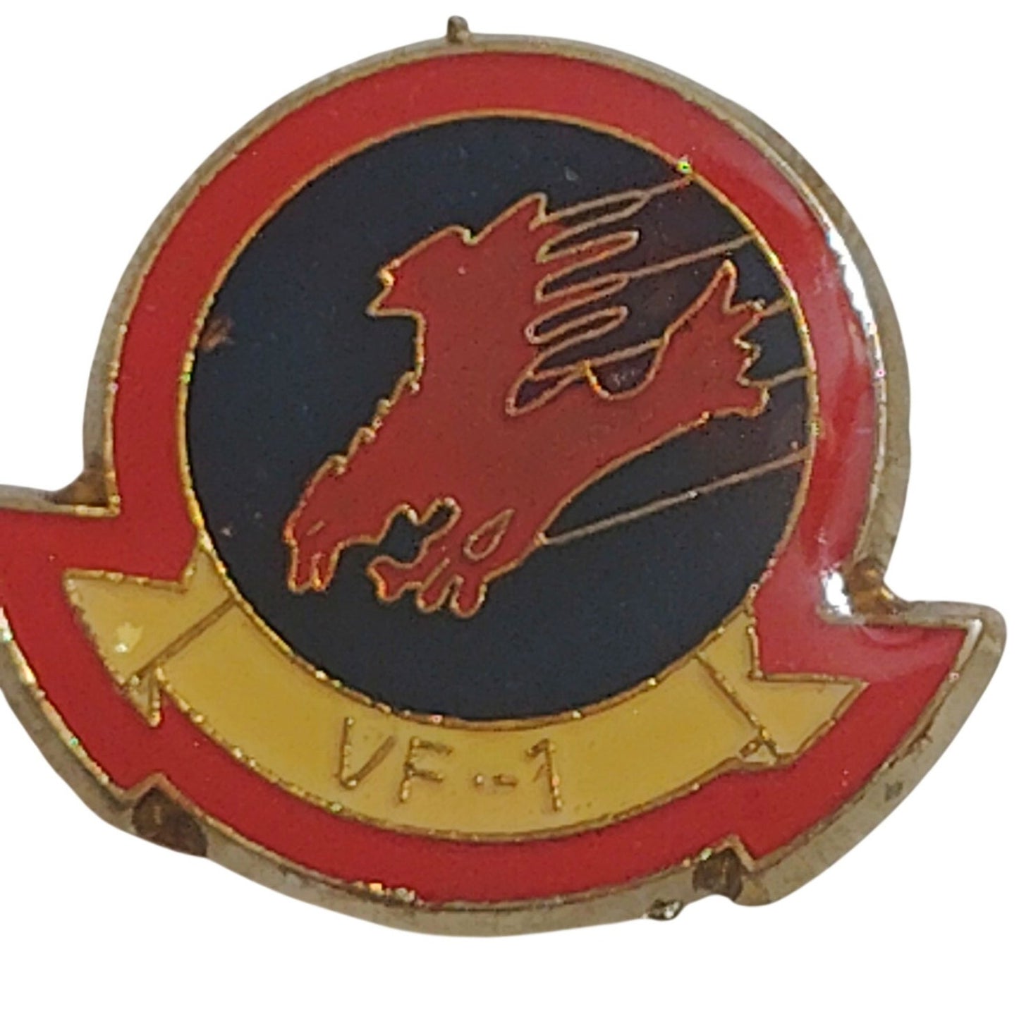 VF‑1 “Wolfpack” Fighter Squadron Pin – 1" Enamel – Hat/Lapel – USN Novelty Pin
