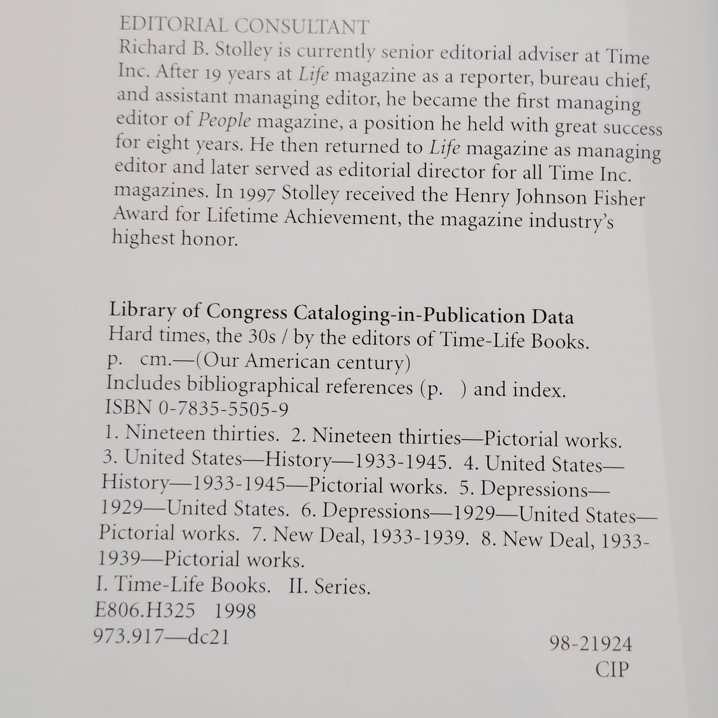 Hard Times The 30s Our American Century Time Life Books 1999 Hardcover, LN
