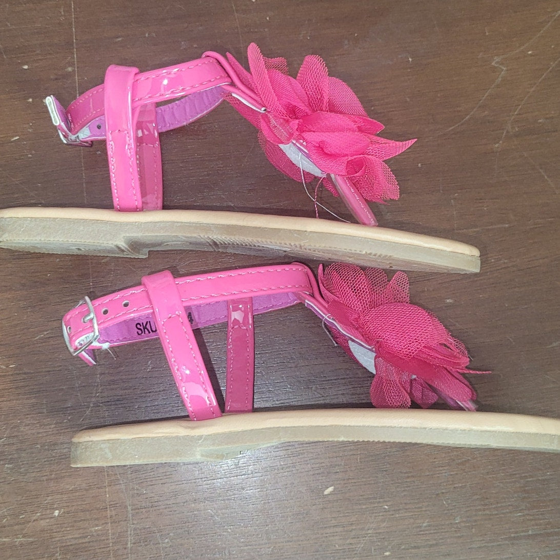 Petalia Toddler Girls' Sandals, 6,  Fuchsia Patent - Fuchsia Mesh Flower Sandal