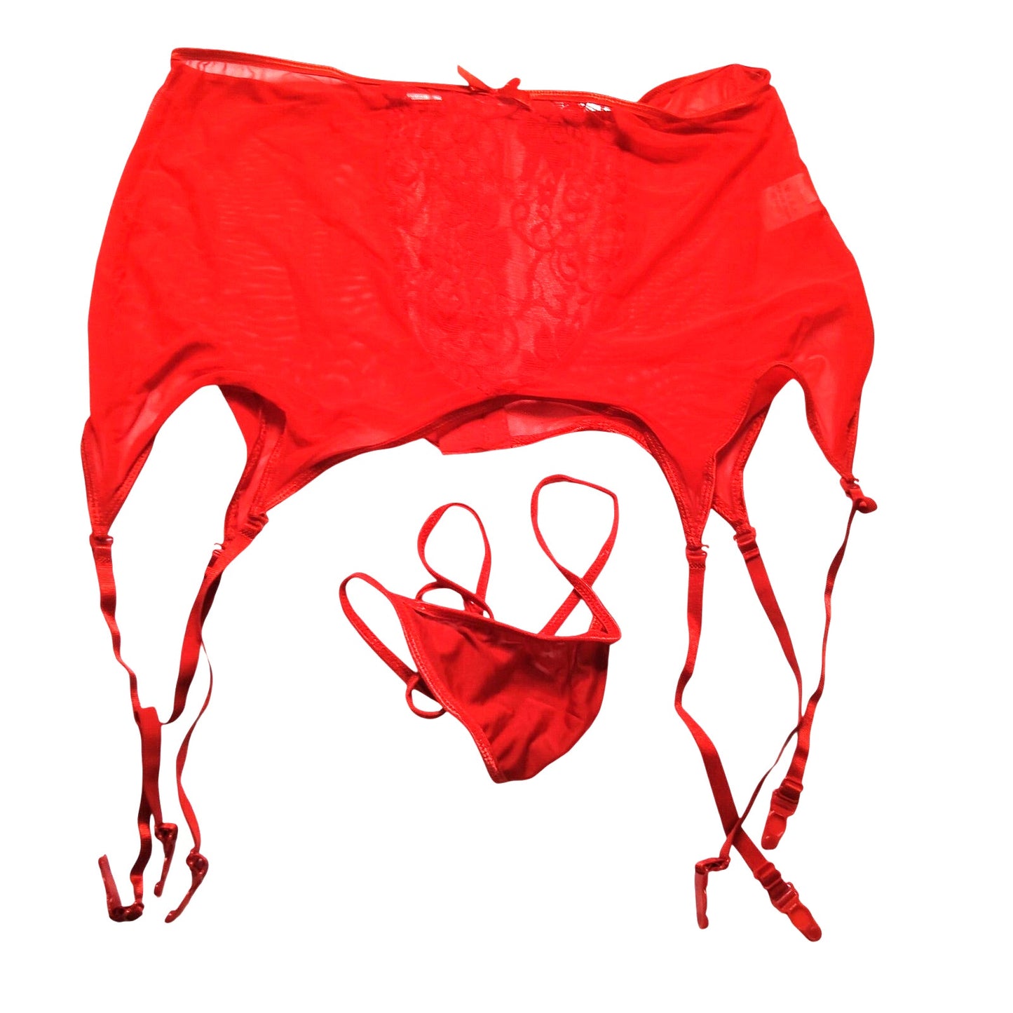 Red Garter Belt and Panty Set XXXL 95% Poly 5% Spandex NEW