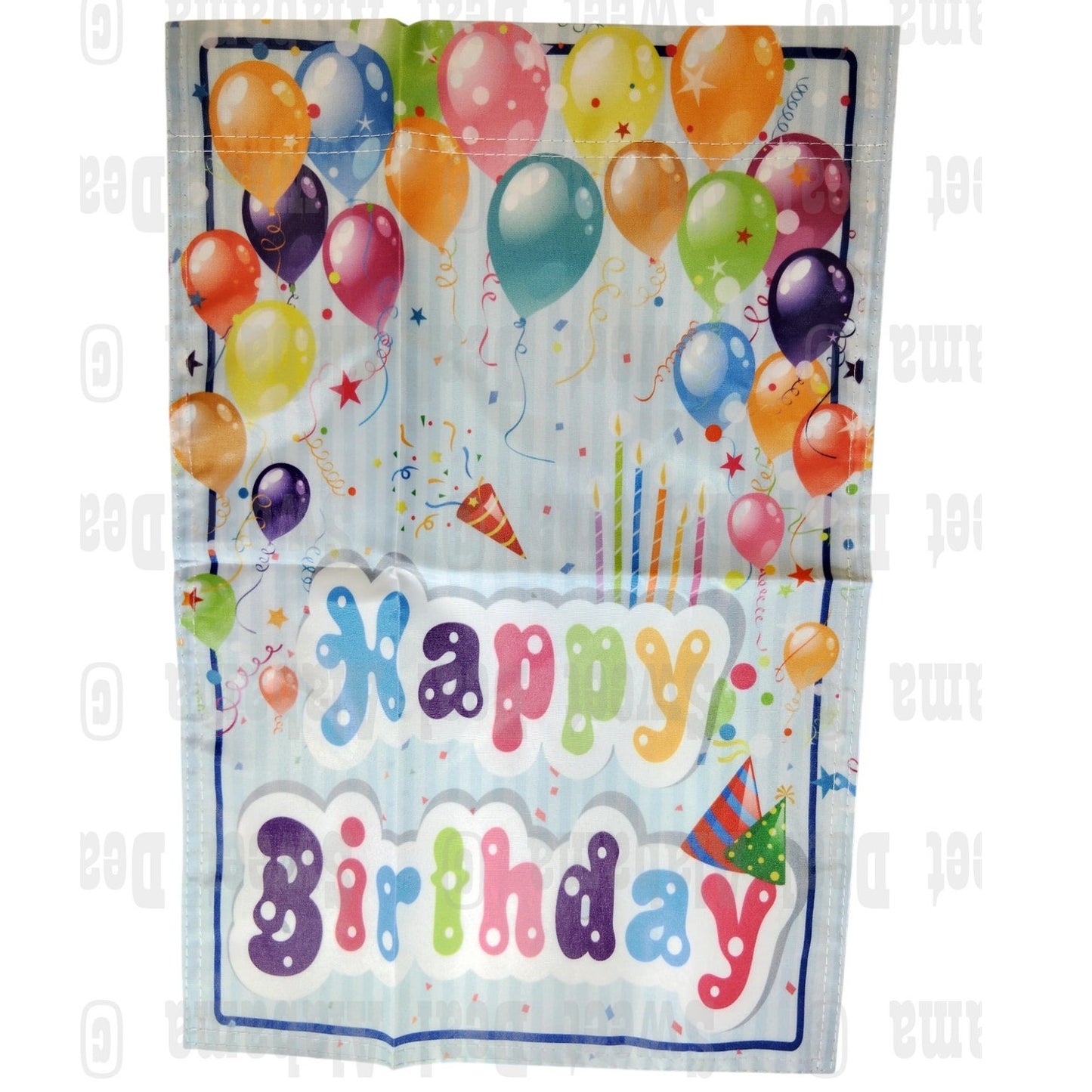 Happy Birthday (Painted Appearance) Hanging Garden Flag  2-Sided Black 12" x 18"