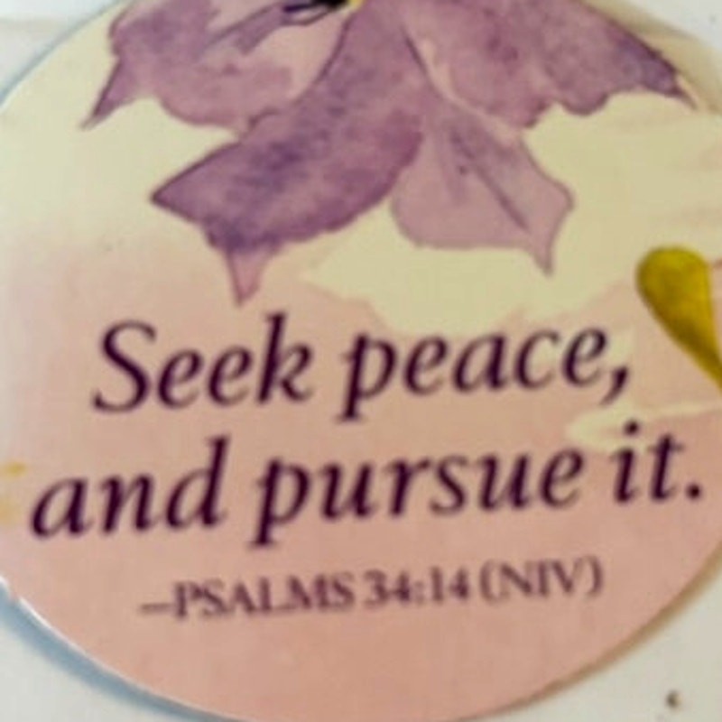 Psalms 34:14 Scripture Magnet Purple Watercolor Flower Christian Inspirational