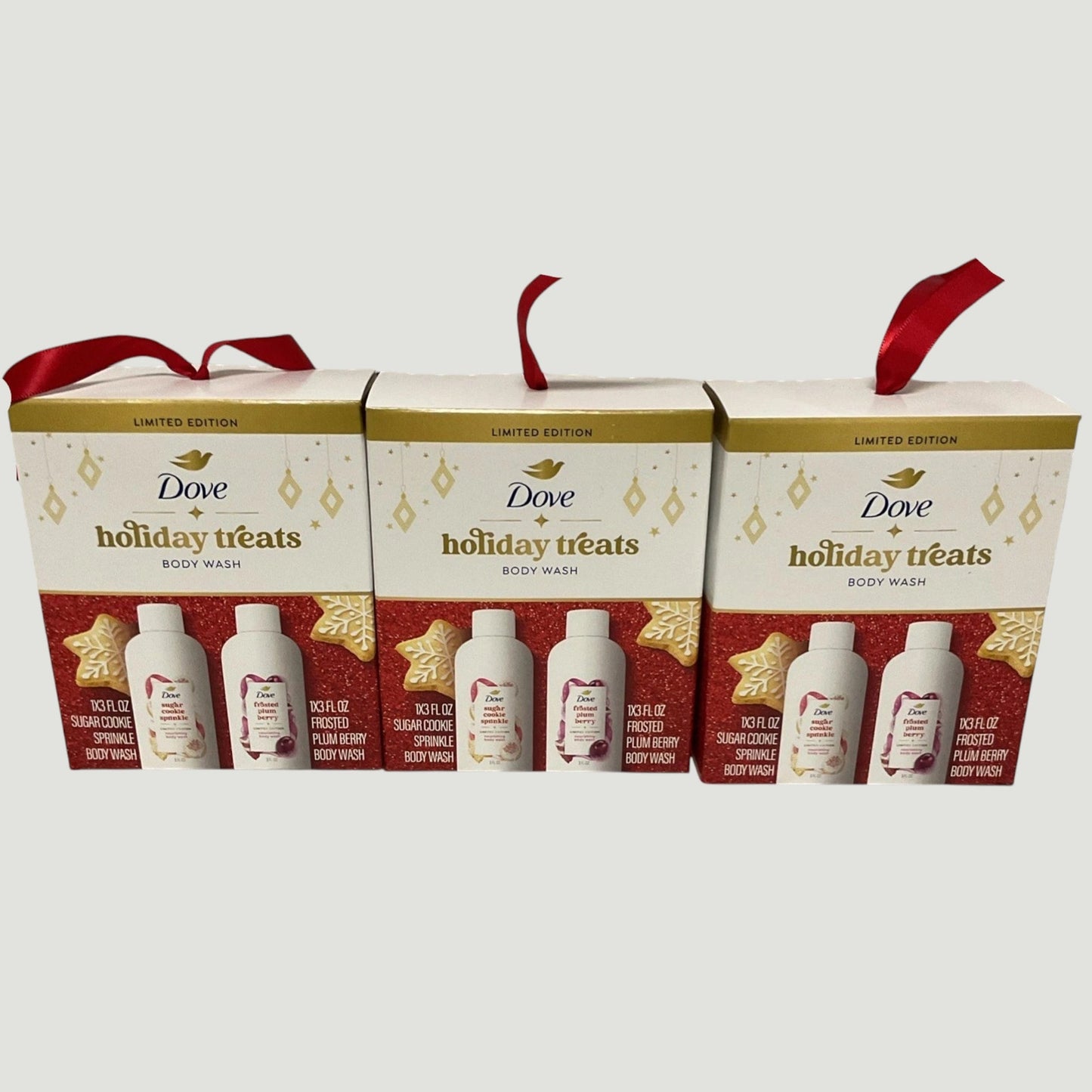 Dove Beauty Limited Edition Holiday Treat Mini Body Wash Gift Pack – Three 2‑Packs – Sugar Cookie Sprinkle & Frosted Plum Berry