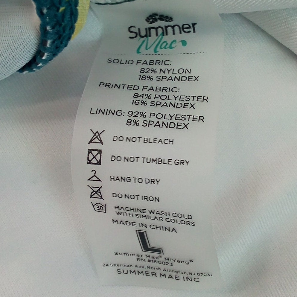 Summer Mae Floral Bikini Bottoms Women’s Large Green White Yellow Print