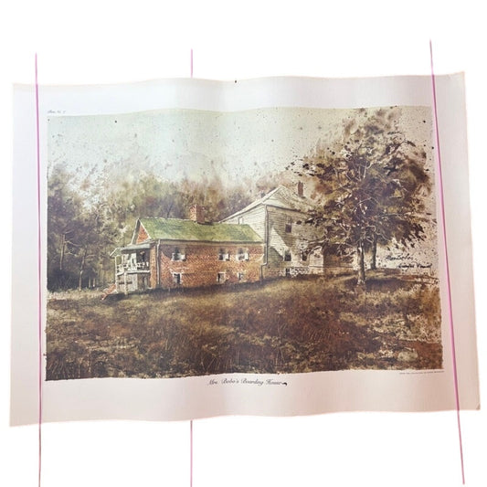 VTG Dwayne Warwick “Mrs. Bobo’s Boarding House” Litho Print Tennessee Art 25x18