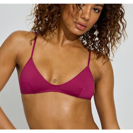 Zaful Burgundy Triangle Bikini Top Nylon Spandex Women’s Swim Top Small (4)
