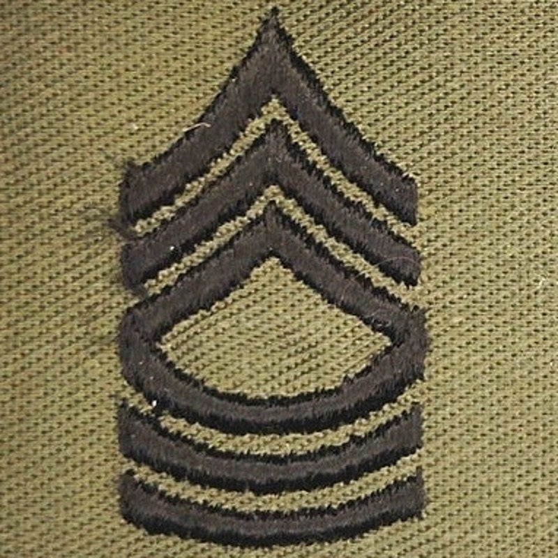 US Army Master Sergeant E‑8 Subdued Rank Patch Pair Black on ODG Twill – Sew‑On