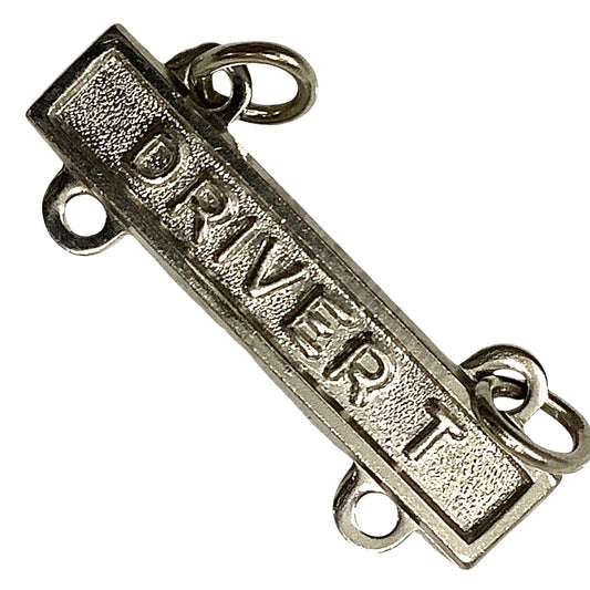 Military Qualification Bar, Driver-T, Silver Text and Background 1/2"H x 1"W